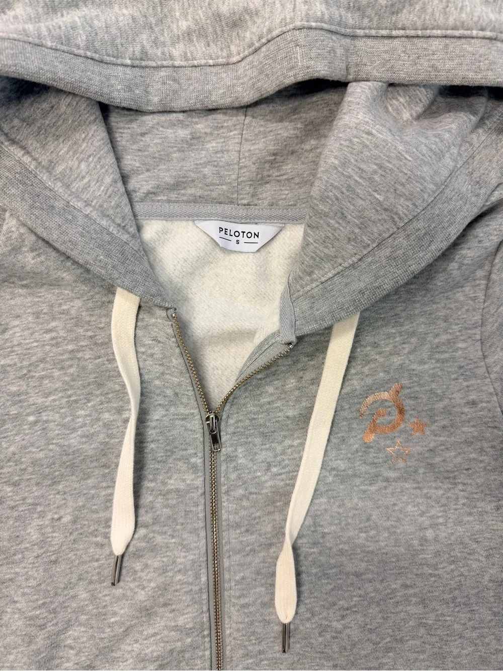Peloton Grey Zip-Up Hooded Jacket with Logo and Star small